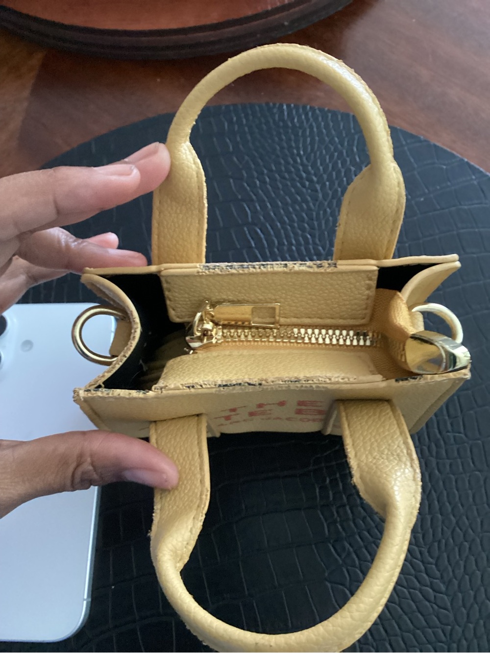 Marc Jacobs Yellow Mini Tote with Pink Logo Print - Picture 5 of 6